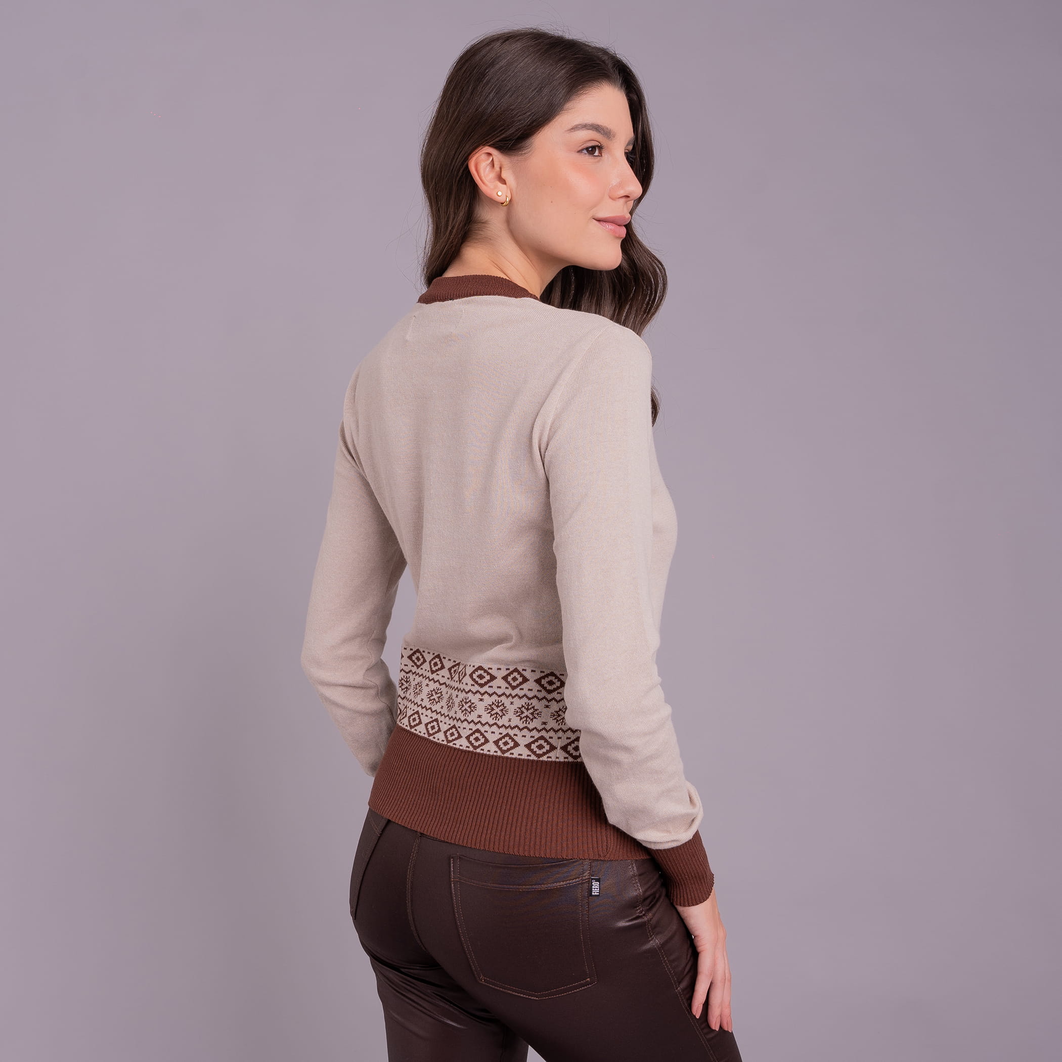 Suéter Feminino de Tricô Polar Fox Inti - Coleção Andes