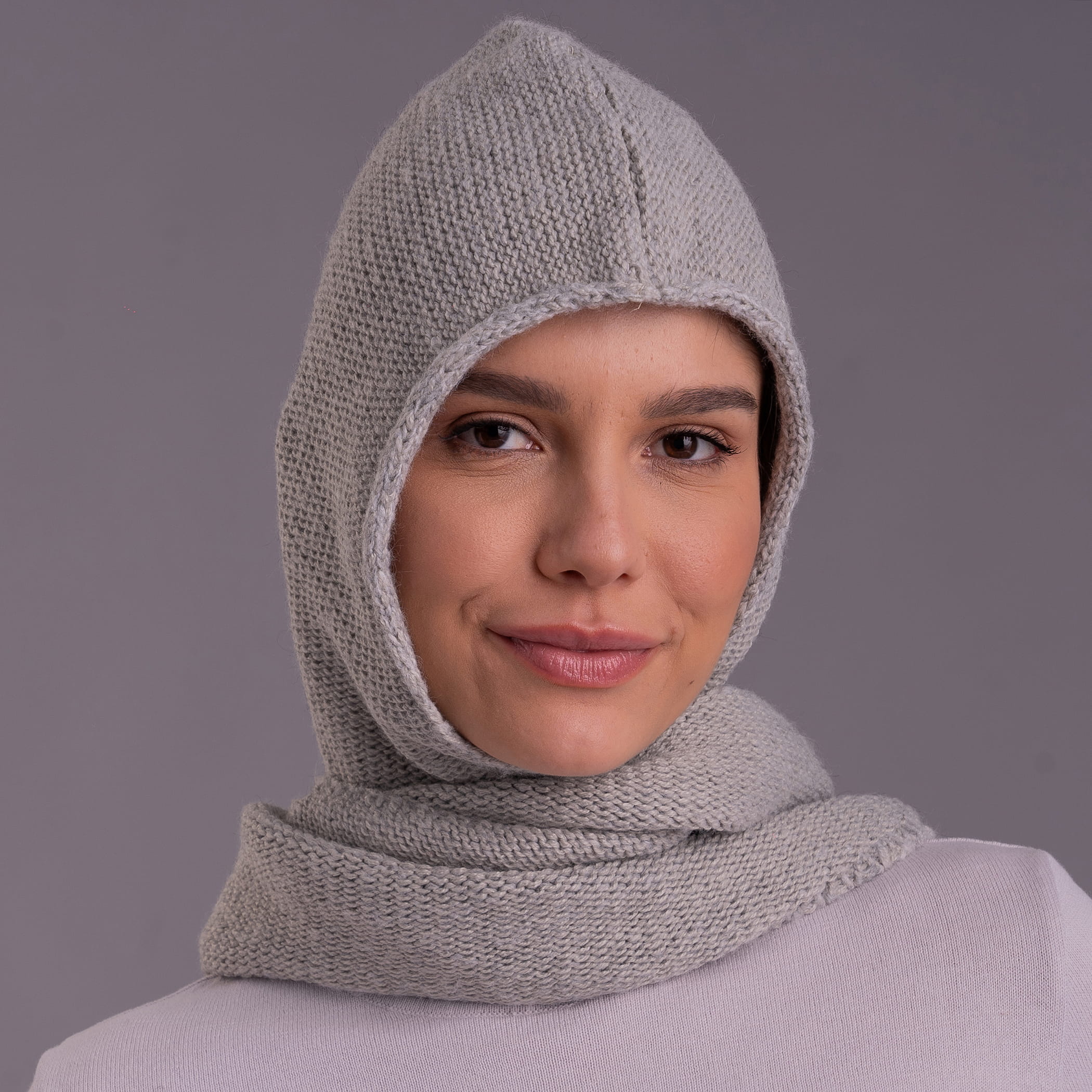 Cachecol Lenço 3 em 1 de Tricô com Gorro Capuz Torres