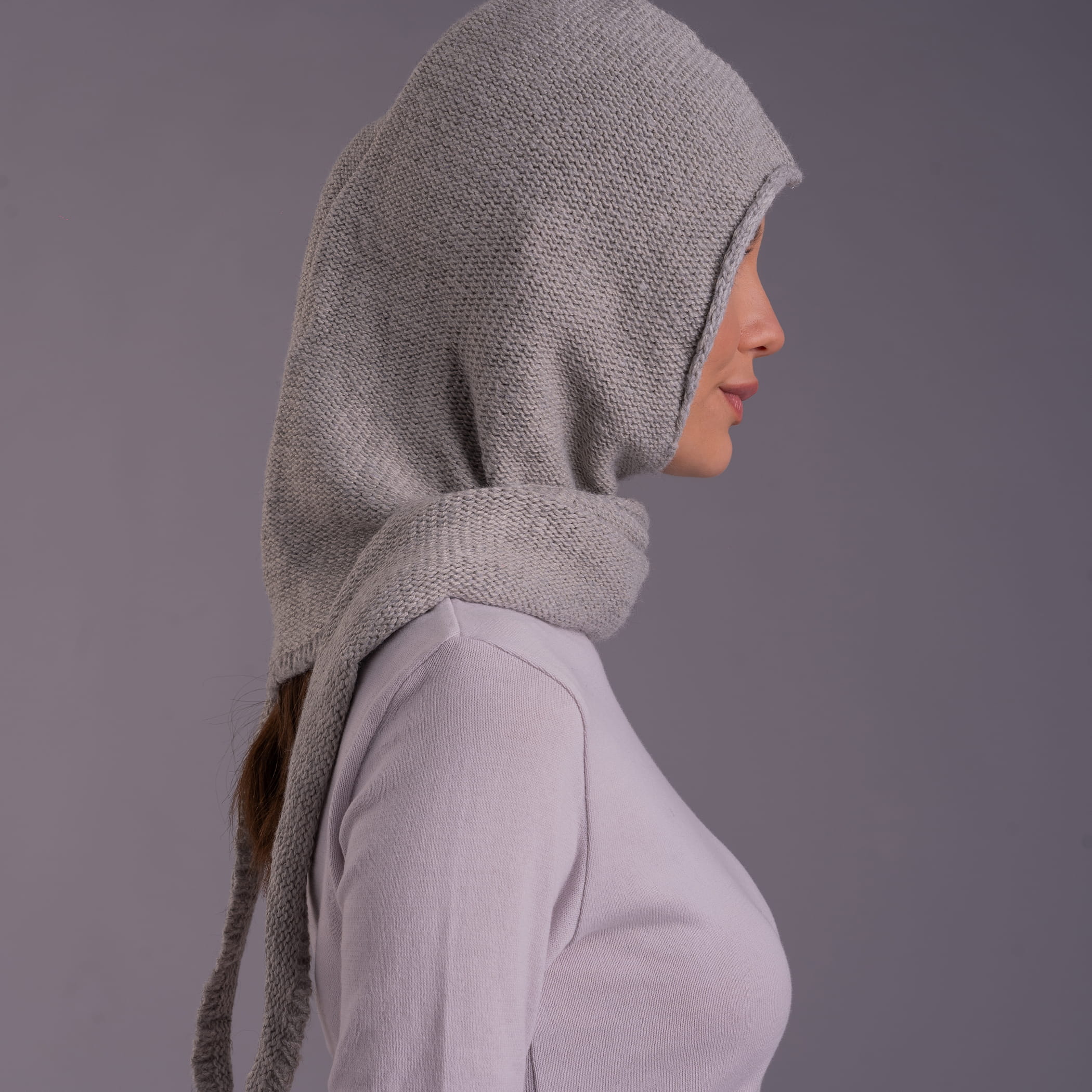 Cachecol Lenço 3 em 1 de Tricô com Gorro Capuz Torres