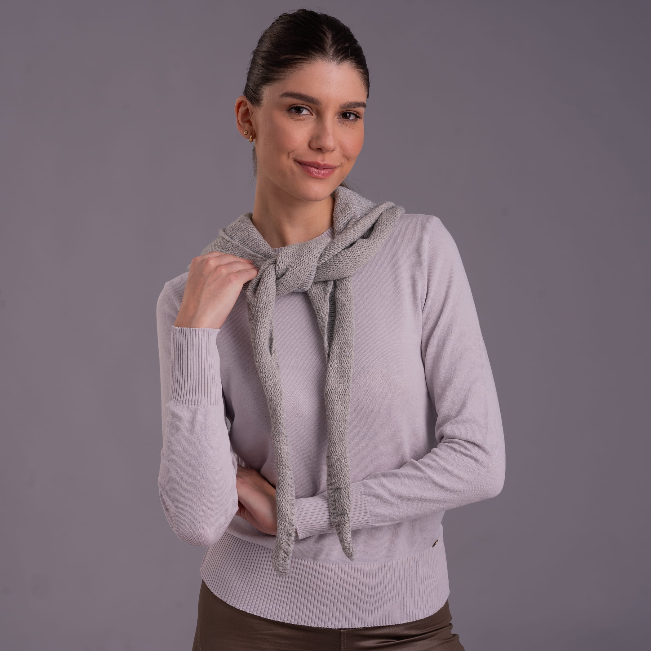 Cachecol Lenço 3 em 1 de Tricô com Gorro Capuz Torres