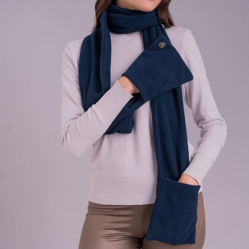 Cachecol Térmico com Bolsos Sense Fleece Azul Marinho