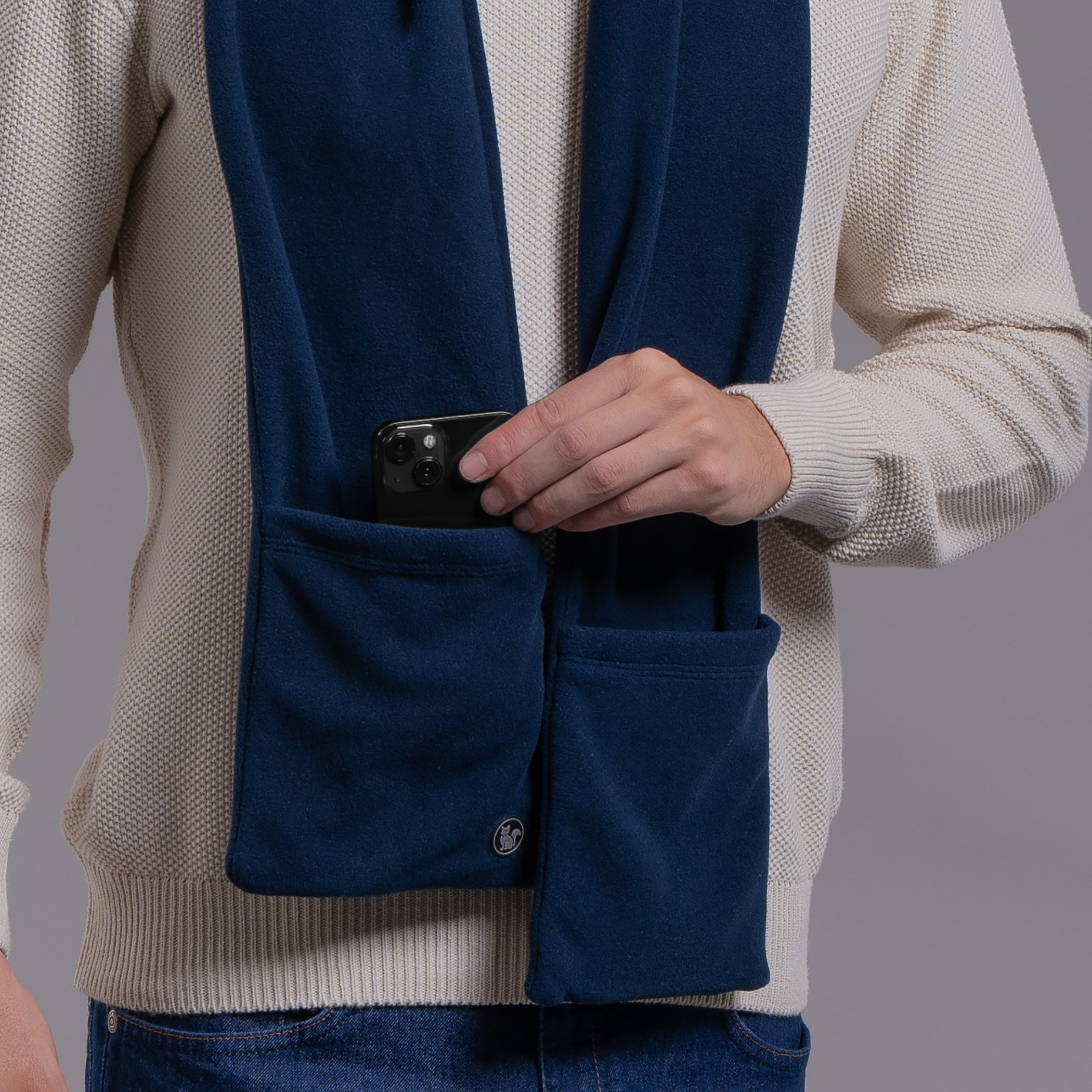 Cachecol Térmico com Bolsos Sense Fleece Azul Marinho
