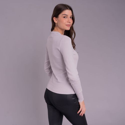 Suéter feminino em tricô gola redonda Veneza