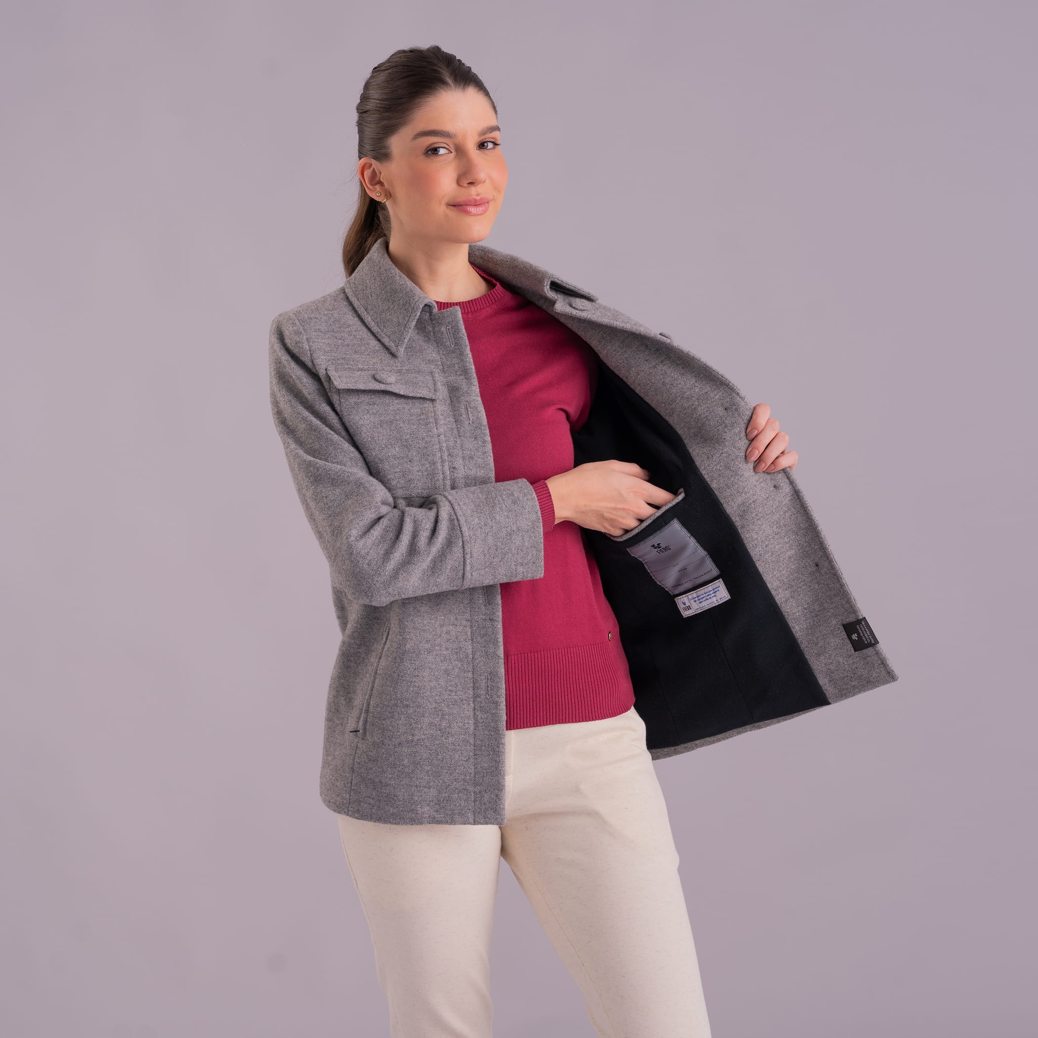 Casaco térmico feminino Cachi em lã premium