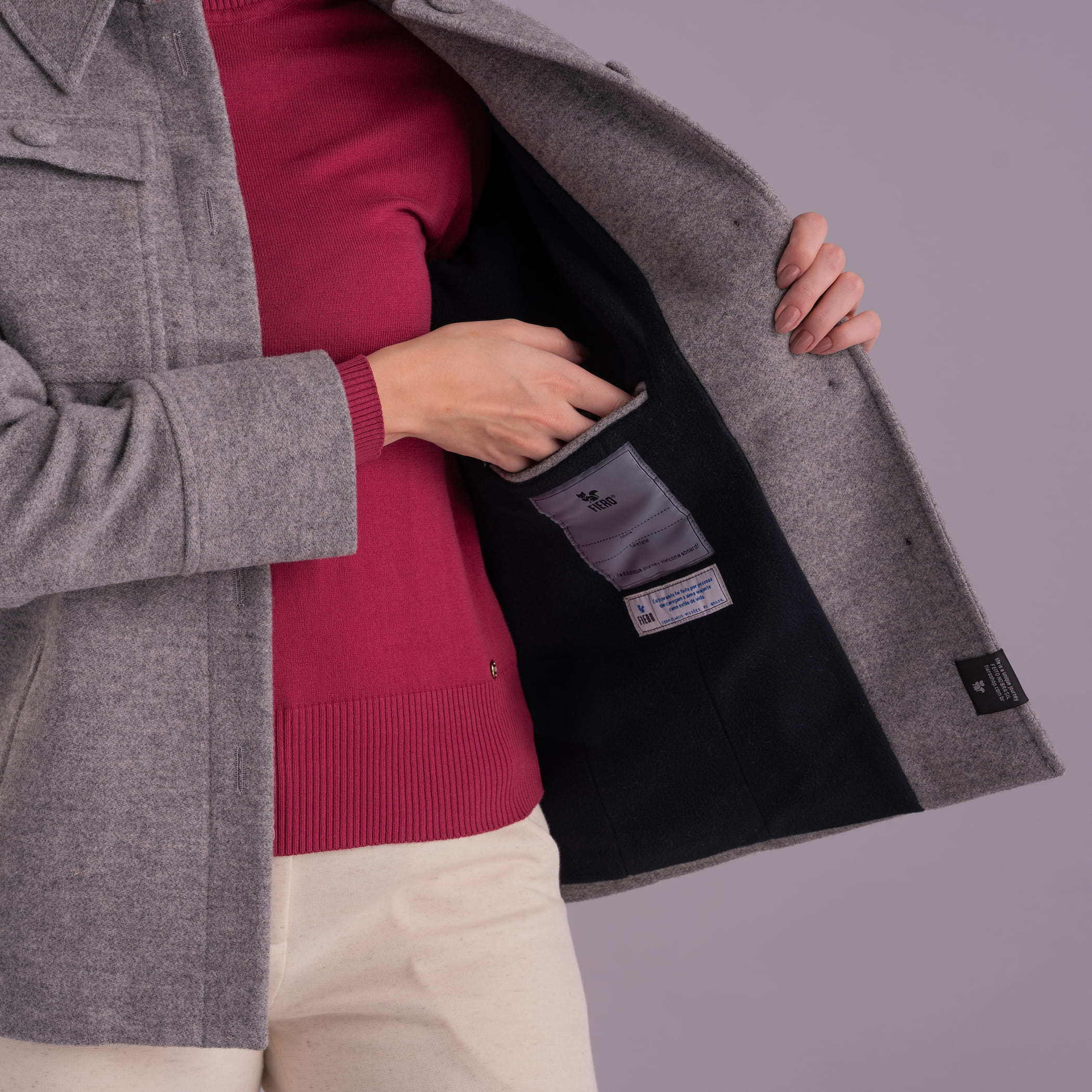 Casaco térmico feminino Cachi em lã premium