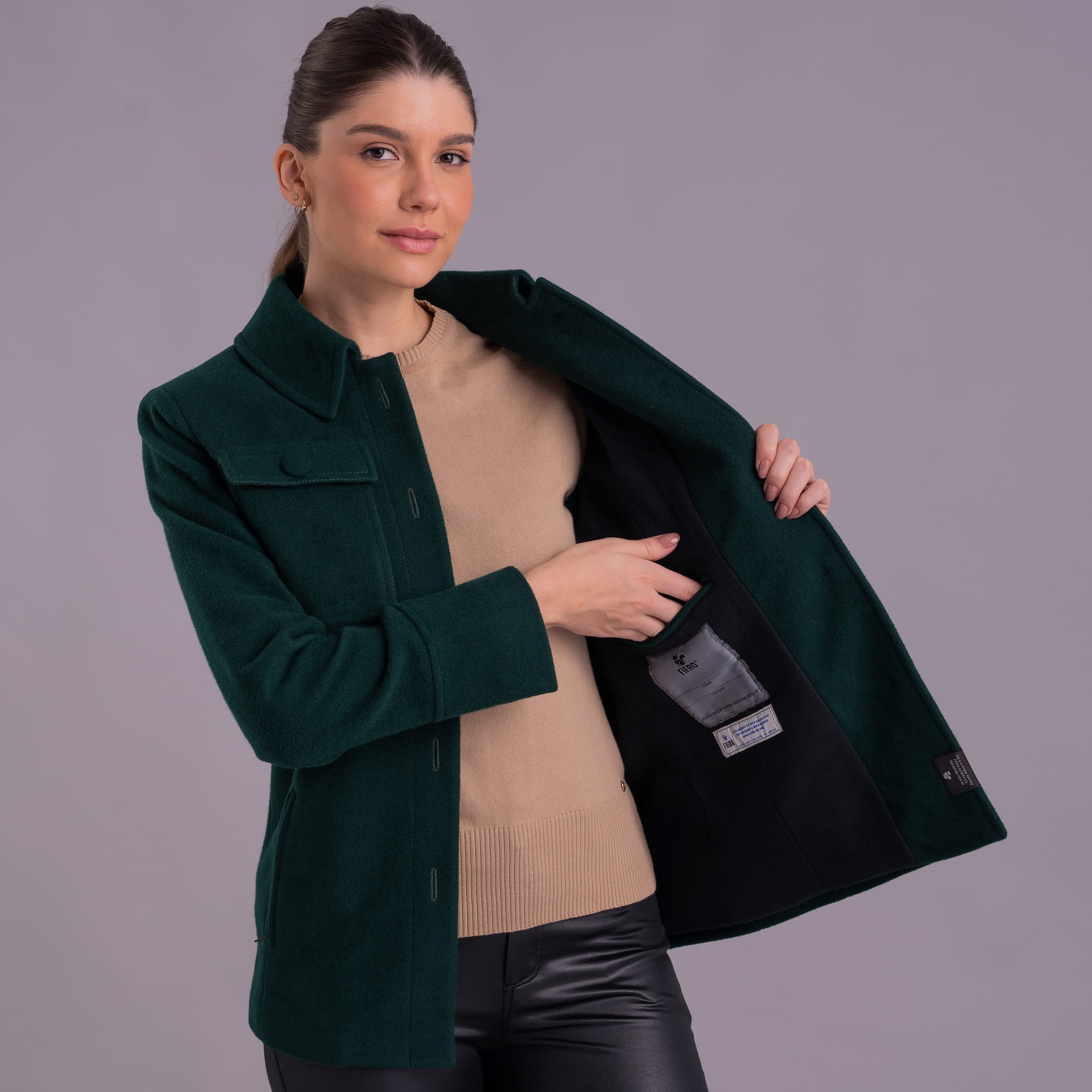 Casaco térmico feminino Cachi em lã premium