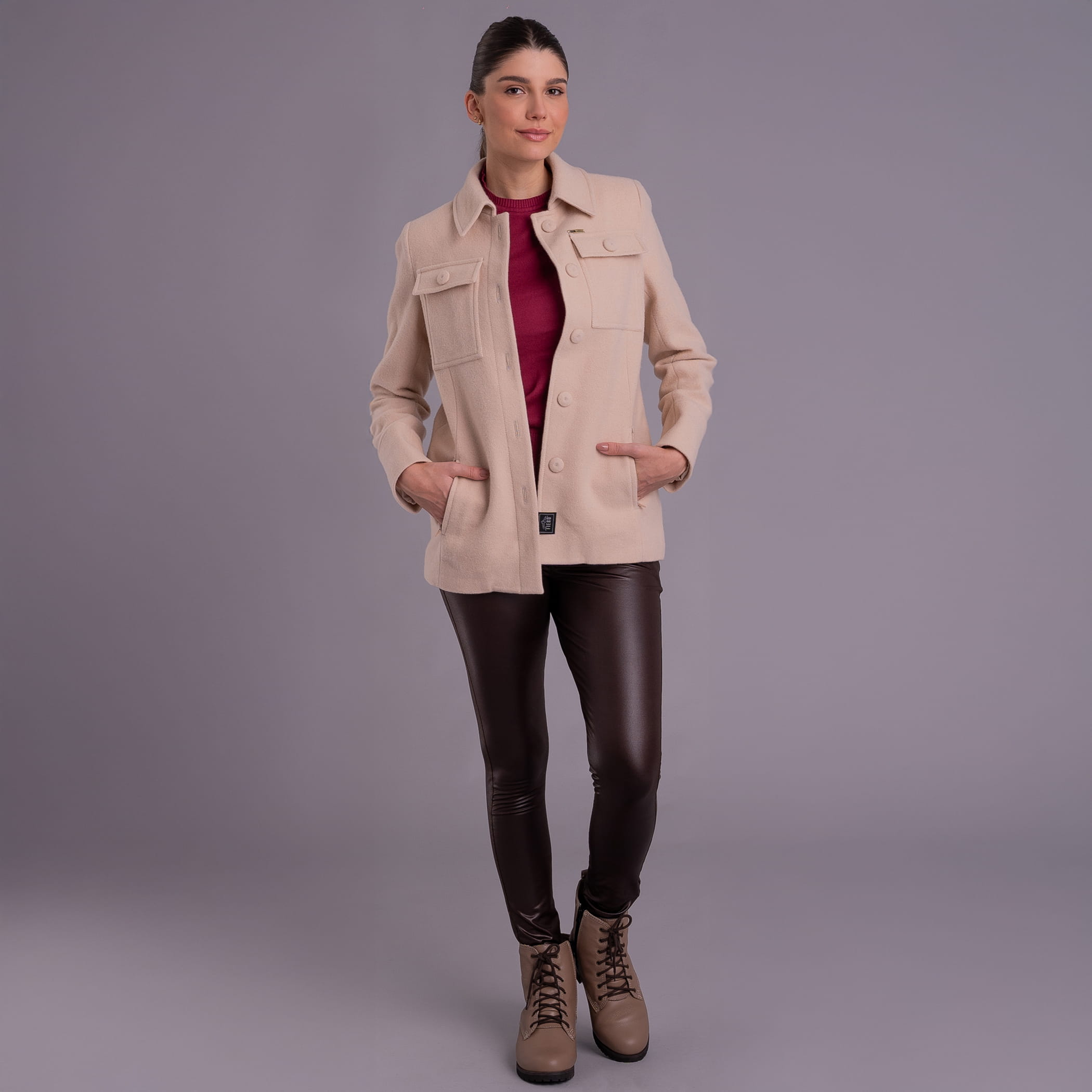 Casaco térmico feminino Cachi em lã premium