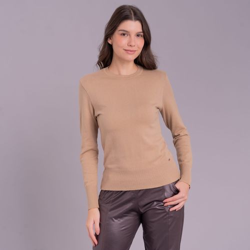 Suéter feminino em tricô gola redonda Veneza