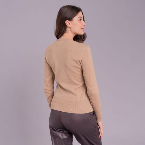 Suéter feminino em tricô gola redonda Veneza