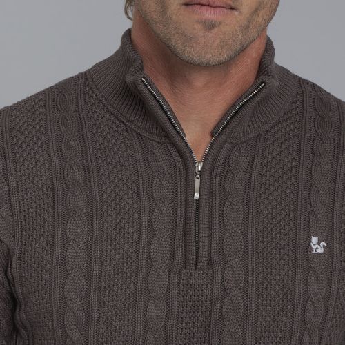 Suéter masculino em tricô premium Tahua meio zíper gola alta