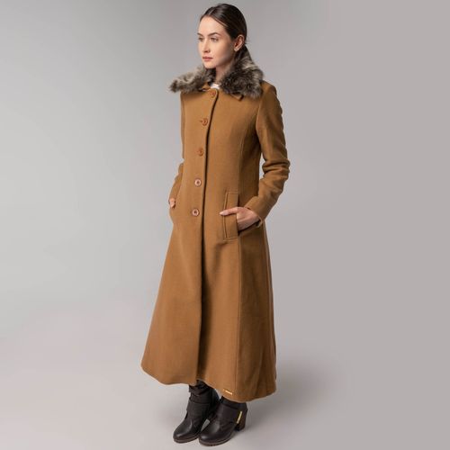 Sobretudo longo Térmico Feminino Aston em Lã Premium com gola pelos removível
