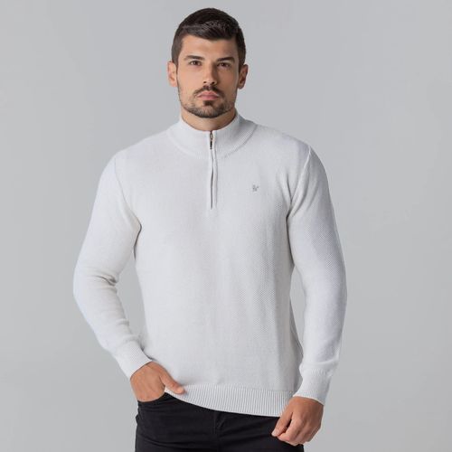 Suéter masculino Lancaster em tricô premium meio zíper gola alta