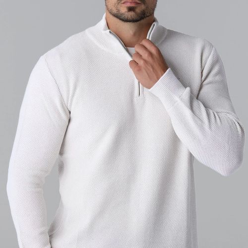 Suéter masculino Lancaster em tricô premium meio zíper gola alta