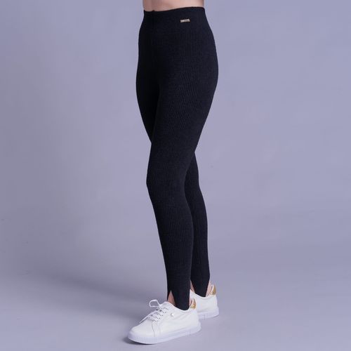 Calça fuseau legging com pezinho de tricô canelado After Ski