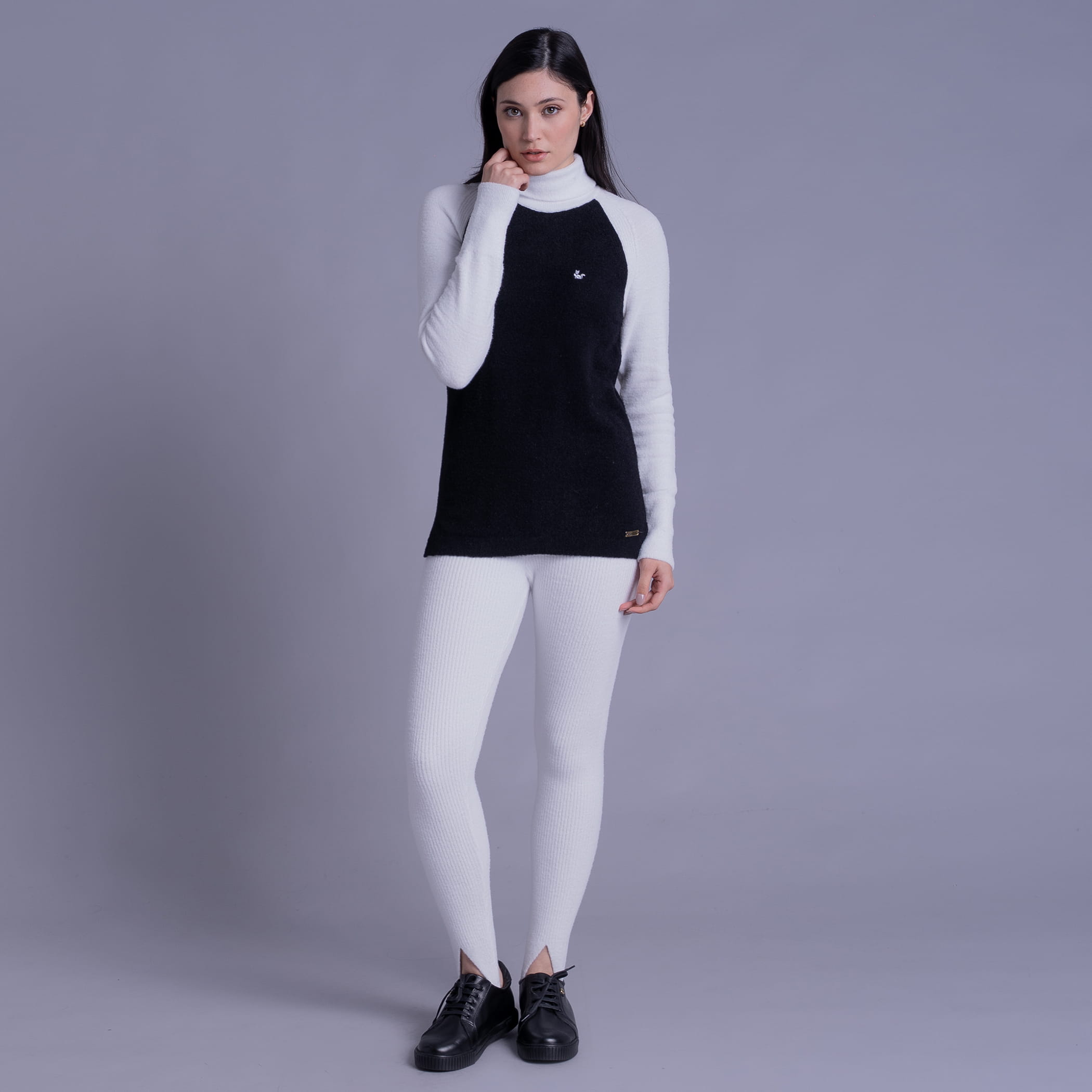 Calça fuseau legging com pezinho de tricô canelado After Ski