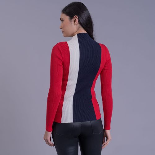 Suéter feminino canelado gola alta anatômica St. Moritz