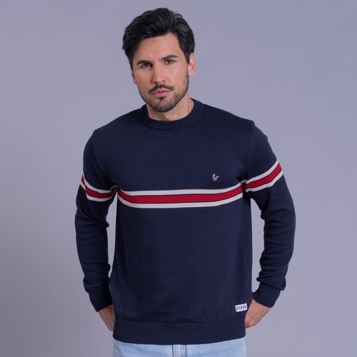 Suéter masculino em tricô com faixas horizontais Alberg
