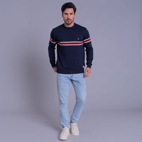 Suéter masculino em tricô com faixas horizontais Alberg