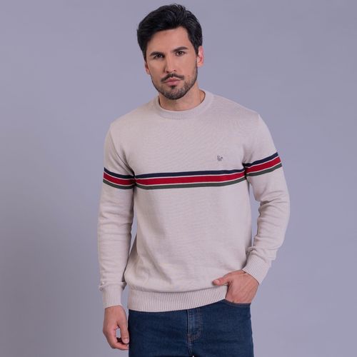 Suéter masculino em tricô com faixas horizontais Alberg