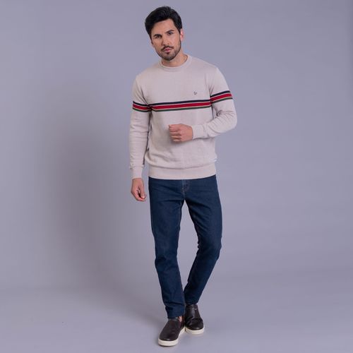 Suéter masculino em tricô com faixas horizontais Alberg