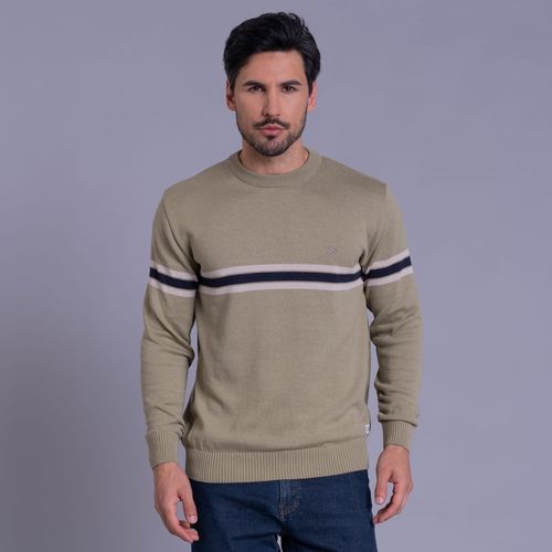 Suéter masculino em tricô com faixas horizontais Alberg