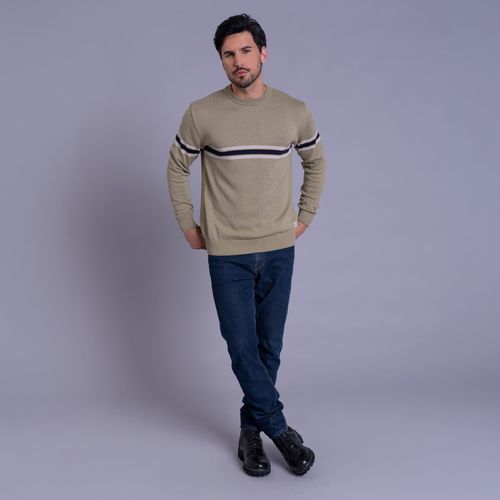 Suéter masculino em tricô com faixas horizontais Alberg