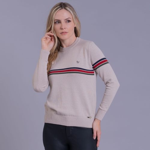 Suéter feminino em tricô com faixas horizontais Alberg