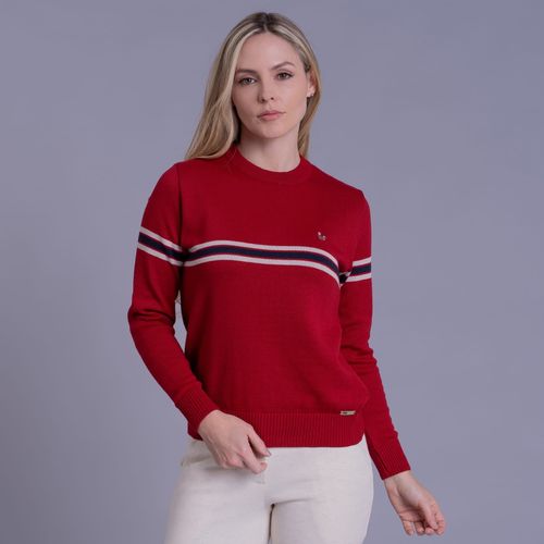 Suéter feminino em tricô com faixas horizontais Alberg