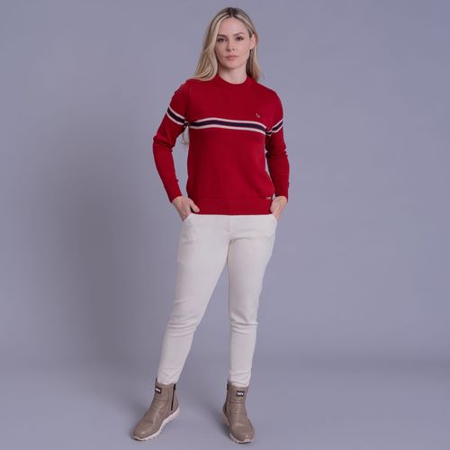 Suéter feminino em tricô com faixas horizontais Alberg