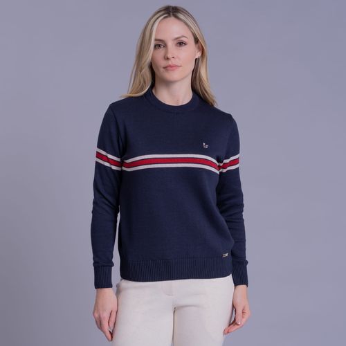 Suéter feminino em tricô com faixas horizontais Alberg